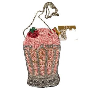 From India to You Beaded Strawberry Milkshake Crossbody Bag
